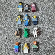 LEGO Minecraft Minifigure Lot of 12 w/ Creeper, Skeleton & Accessories