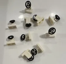 LEGO Steering Column w/Steering Wheel Plastic Bulk Lot White Black 10+ pcs