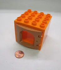 Lego Duplo Orange & Tan Curved Door 4 Window Pane Door Building Block Frame 4X4