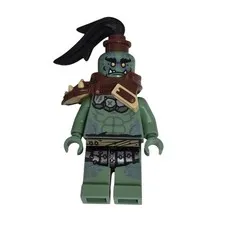 LEGO Ninjago Munce Green Orc Minifigure with Shoulder Armor and Ponytail Hair