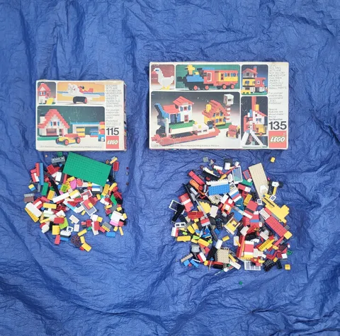 Lego Set #135 Construction & #115 Universal Building Set Lot of 2 w/ Box Vintage