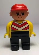 Lego Duplo CONSTRUCTION WORKER MALE Figure Red Hard Hat Vest Replacement Part
