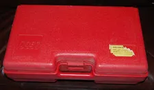 VINTAGE RED LEGO CASE W INNER TRAY PLASTIC LATCH IS GOOD 17X10X5 HINGE IS GOOD