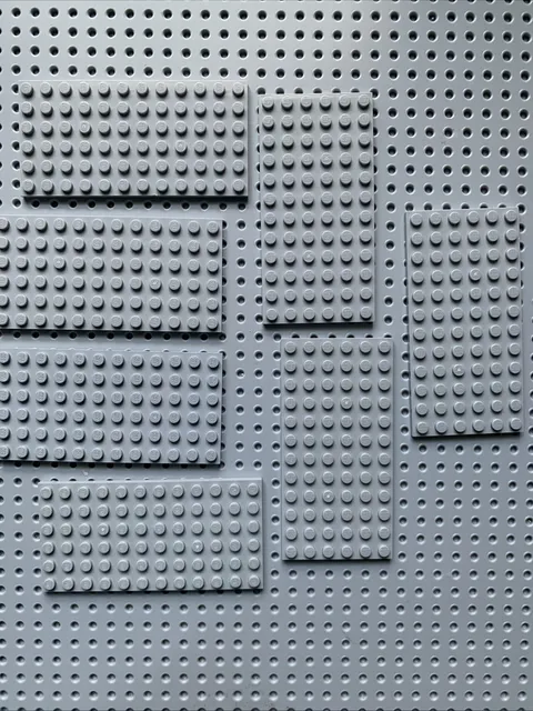 Lego Light Bluish Gray Plate 6 x 12 lot of 7 pieces part 3028