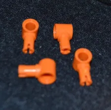 (4) Orange Technic Eye Rod Holder Brick w/ STUD Connector - NEW Lego Parts