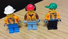 Lego City Minfigure LOT (3) Construction Worker Sanitation Worker Loader Orange