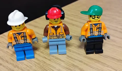 Lego City Minfigure LOT (3) Construction Worker Sanitation Worker Loader Orange