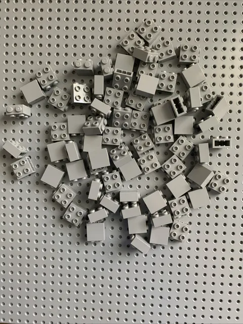Lego  Gray Brick, Modified 1 x 2 x 1 2/3 with Studs on Side 22885 75 pieces
