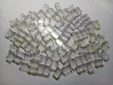 LEGO BULK LOT OF 100 TRANS CLEAR WINDOW BRICKS 1X2 NO BOTTOM TUBES #3065