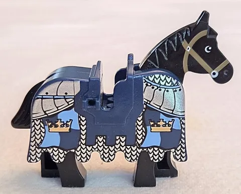 LEGO Rare Crown Knight BLUE Barding Ruffle Armor + Saddle Knights Horse Castle