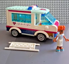 Lego Heartlake City Hospital Ambulance Van With Stretcher Piece + Nurse Minifig