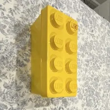 LEGO Yellow Plastic Storage Brick Container with Lid 6-Stud 1 Compartment