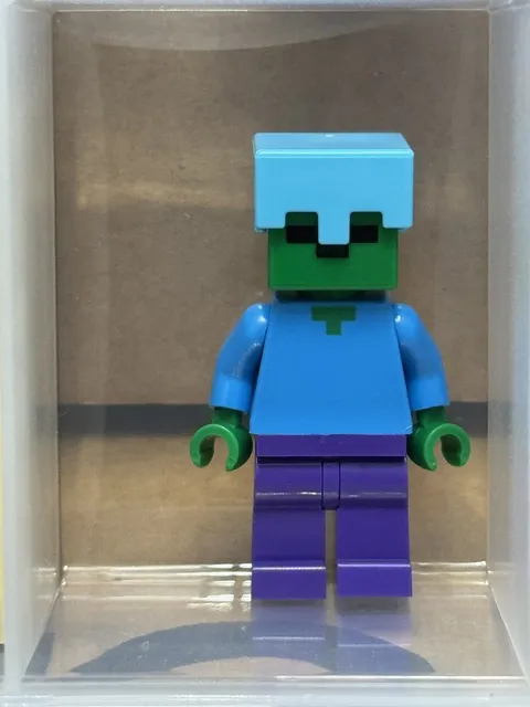 LEGO Minifigure - Minecraft - Zombie - Medium Azure Helmet - No min174 - QTY 1