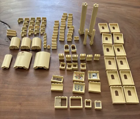 LEGO Tan Panel Window Arch Pillar Wall Lot 100 Pieces Castle Building Parts