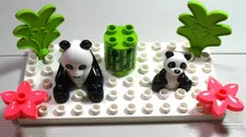 LEGO® Duplo Mom Panda Baby Family fern Flower Bamboo Nature Wildlife Animal Lot