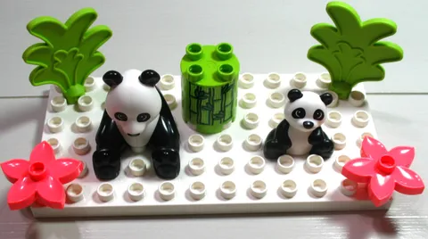 LEGO® Duplo Mom Panda Baby Family fern Flower Bamboo Nature Wildlife Animal Lot