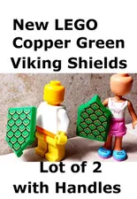 LEGO Viking Shield Set Lot of 2 Copper DRAGON SCALES Printed Handles Included