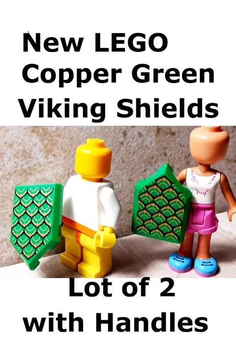 LEGO Viking Shield Set Lot of 2 Copper DRAGON SCALES Printed Handles Included