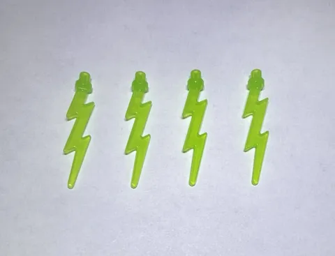Lego Lot Of 4 Trans Green Lightning Bolts Bolt  New Minifig Super Hero