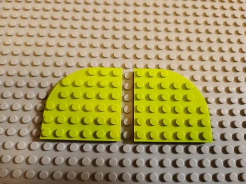 LEGO Plate Lime Green 6x6 w/ Round Corner Lot of 2