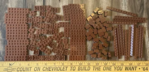 Lot of Brown Lego Bricks & Plates - 2x2-2x8-2x6-1x2-1x12