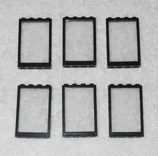 LEGO Police - (x6) Black Windows With Fixed Glass - 4347 - From 6386 1986