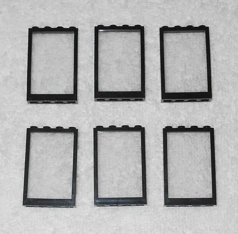 LEGO Police - (x6) Black Windows With Fixed Glass - 4347 - From 6386 1986