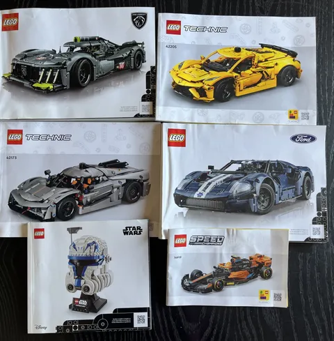 Lot of LEGO instruction booklets - Peugot, Stingray, Hypercar, Ford GT, McLaren