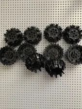 Lego 64712 Wheel Hard Plastic w/ Small Cleats/ Flanges black lot of 10