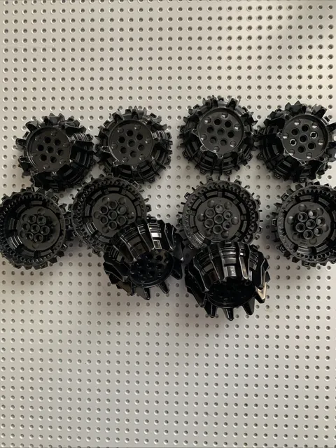 Lego 64712 Wheel Hard Plastic w/ Small Cleats/ Flanges black lot of 10