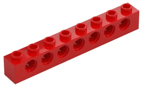 Lego Red TECHNIC Brick 1 x 8 with Holes Qty 1 Part 3702 T1