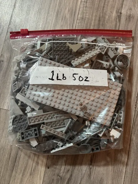 LEGO Grey Assorted Lot 1lb 5oz