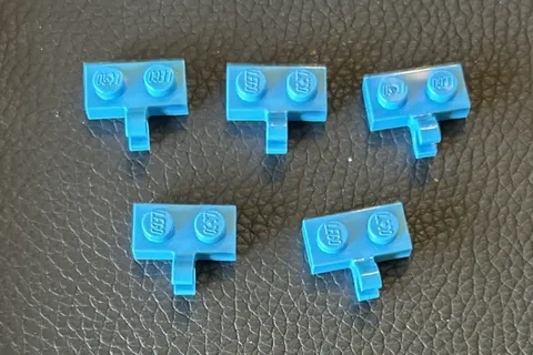 Lego Part #11476 Plate Modified 1x2 Clip Horizontal Side Dark Azure Lot of 5