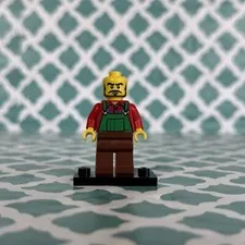 Lego Farmer Minifigure City Green Overalls Farmer 10249 Red Shirt Torso