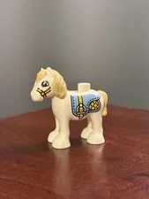 Lego Duplo White Horse Pony Animal For Farm Blue Saddle Pretty Horse For Stable