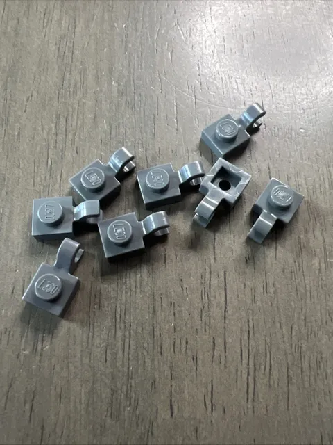 LEGO 61252 Dark Bluish Gray Plate Modified 1x1 Open O Clip Horizontal Grip 8pc