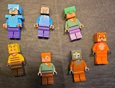 Authentic LEGO Minifigure Lot of 7 Minecraft Figures