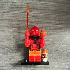 LEGO Minifigures Red/Orange Ninja w/ Helmet, Sword, Accs, Stand