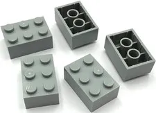 Lego 5 New Light Bluish Gray Bricks Building Blocks 2 x 4 Parts