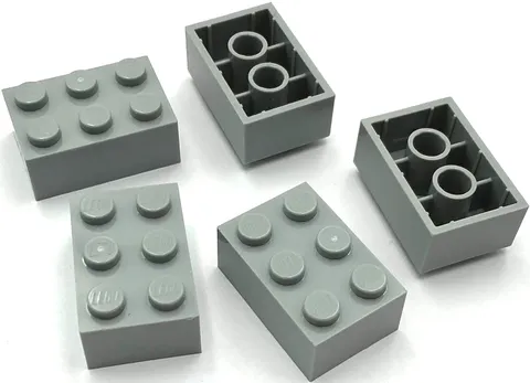 Lego 5 New Light Bluish Gray Bricks Building Blocks 2 x 4 Parts