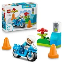 LEGO DUPLO Blue Police Motorcycle - Educational Motor Skills Toy for Toddlers -