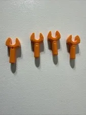 LEGO 48729b Bar 1L with Clip Mechanical Claw Cut Edges Hole on Side Orange x4