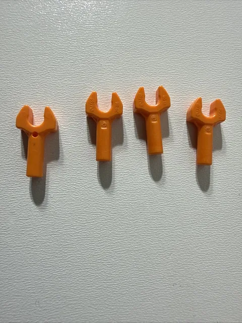 LEGO 48729b Bar 1L with Clip Mechanical Claw Cut Edges Hole on Side Orange x4