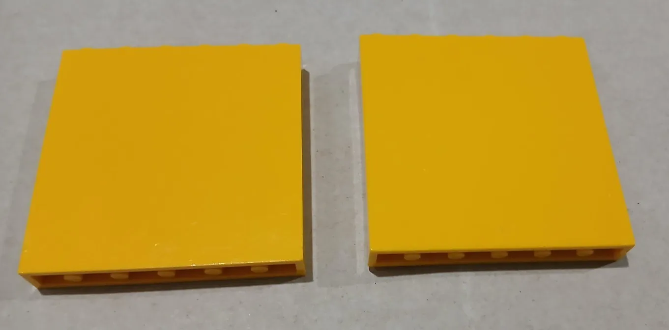 #3828# Genuine Lego 59349 panel 1 X 6 X 5 yellow in excellent condition X 2