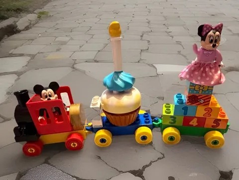 LEGO DUPLO Disney Mickey Minnie Birthday Train Set Lot Cake Balloon Incomplete