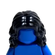 Lego - Minifigure Hair - Black, Wavy, Center Part