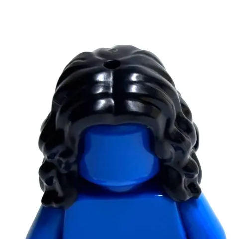 Lego - Minifigure Hair - Black, Wavy, Center Part