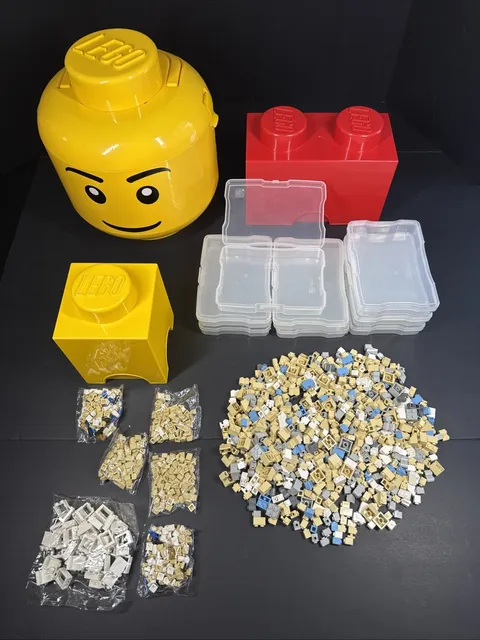 LEGO And IRIS Face Storage Containers Bins With LEGO Pieces Lot