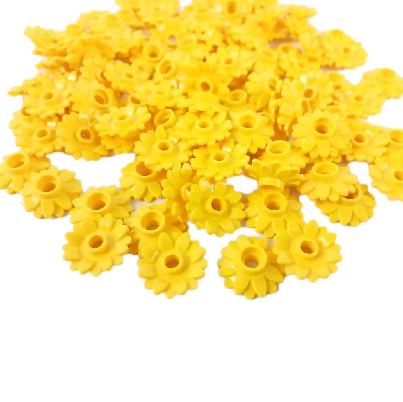 100 Pieces LEGO® Flower  2 x 2 Round with 16 Petals Yellow Sunflower w Open Stud