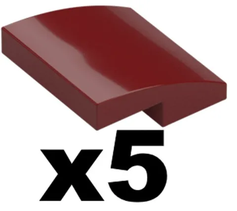 Lego NEW Curved SLOPE Dark Red 2 x 2 x 2/3 Stud Building Qty 5 Part 15068 RD01